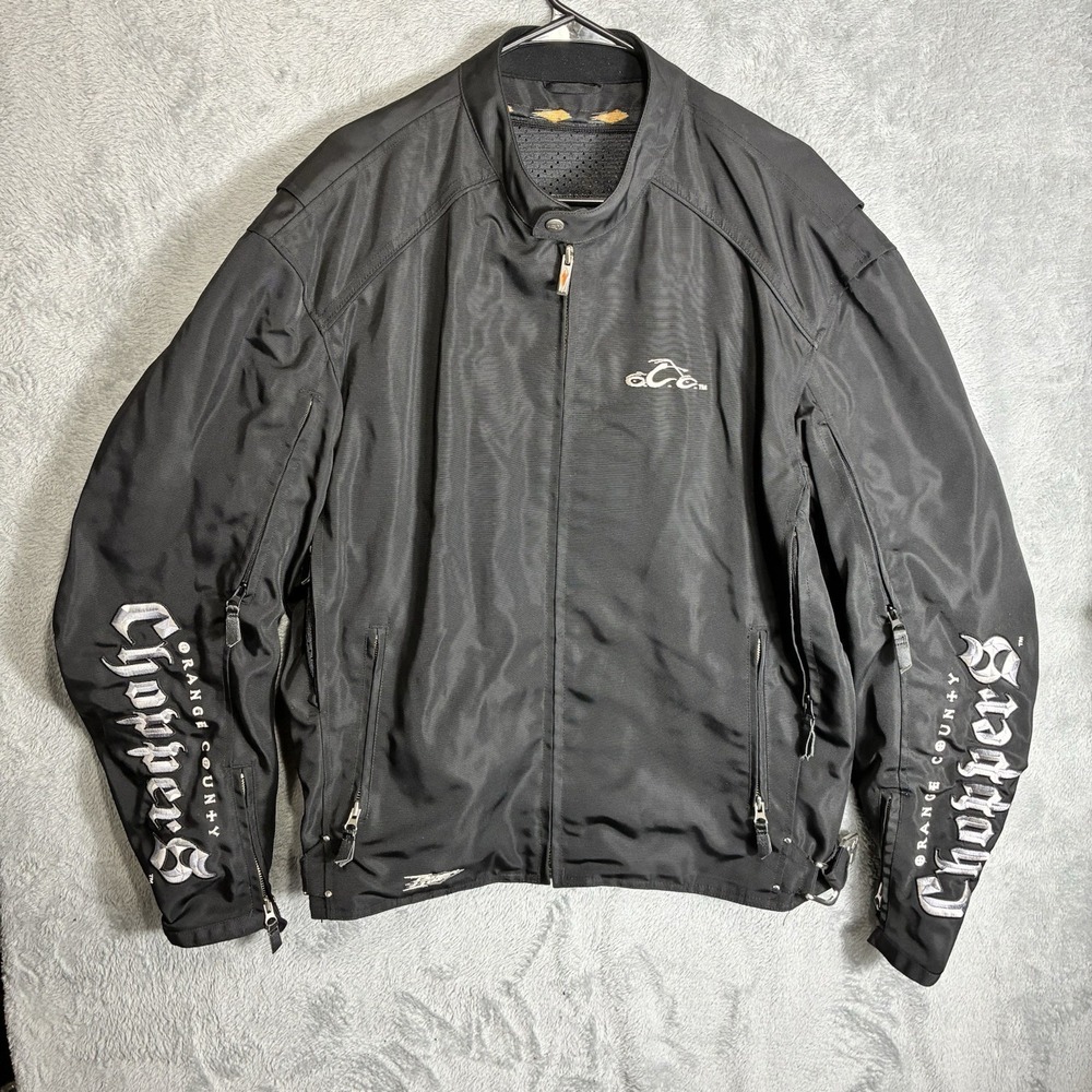 Power Trip Orange County Choppers Jacket Men's XL Black Motorcycle Riding Y2K